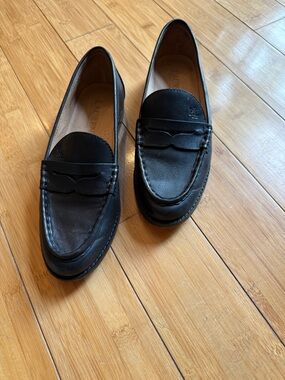 Classic Black Leather Ralph Lauren Penny Loafers - Women 6.5